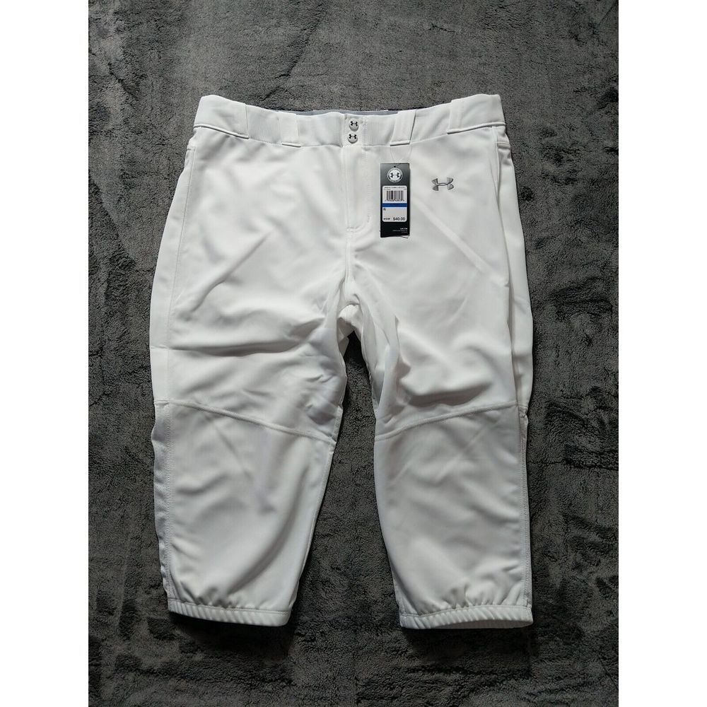 NWT Under Armour Softball Cropped Pants Women's Size XL White